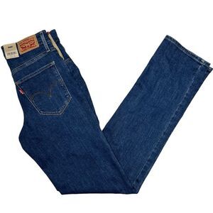 Levi’s Women’s 724 High Rise Distressed Straight Leg Dark Wash Denim Jeans 26‎